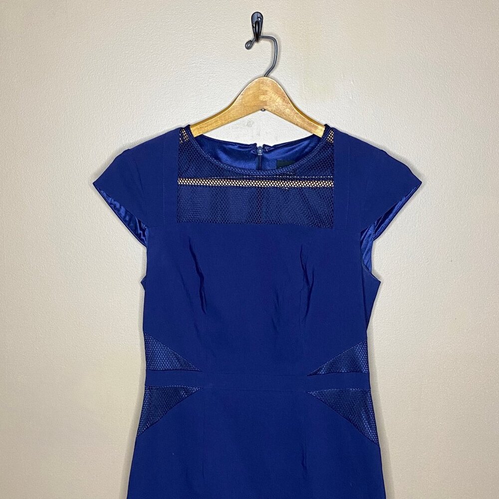 Office Siren Navy Black Label Sak’s Fifth Avenue Knee Length Dress